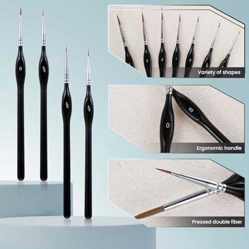 AOZUO Kit de pincéis de pintura em miniatura com 10 peças, conjunto de pincéis pequenos para pintura