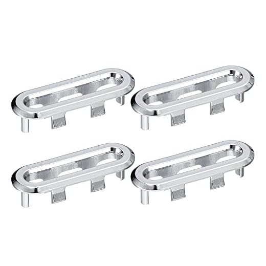 QUARKZMAN 4Stk Spüle Trimmung Überlauf Deckel Spüle Überlauf Ringe 47.8x13.5mm Oval Bad Küche Becken Ablaufdeckel Locheinsatz Kappen Silber
