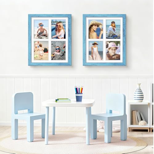Image of DUENPY 12x16 Picture Frame 5x7 Collage Picture Frame Displays Four 5x7 inch Photos or 12x16 (Without Mat) for Available Horizontal Wall Mounting Display and Vertical Blue