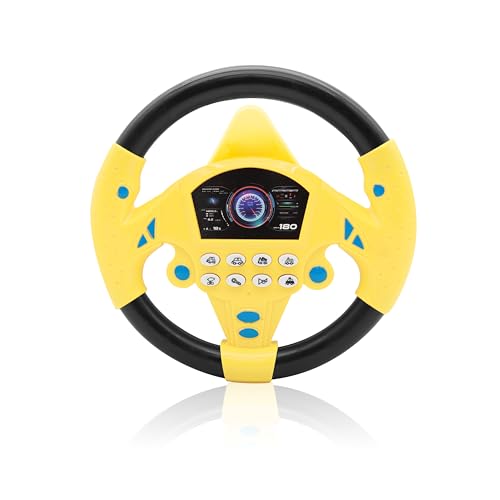 KONALITY Kids Steering Wheel Toy Musical Toys Toddler Steering Wheel for Kids for Car Backseat Stroller Attachment Toddler for Car Seat(Orange)