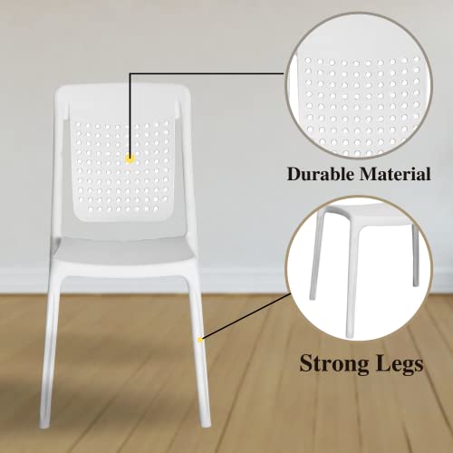 Image of ITALICA Spine Care Plastic Chair for Home, Office, Living Room /Matte Finish Plastic Outdoor Chair /Patio Chairs for Balcony | Suitable for Indoor & Outdoor (2109, White, Set of 2 Chair)