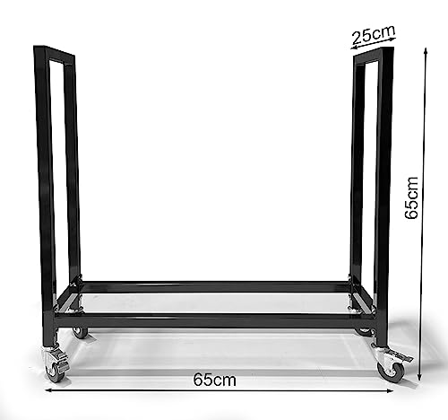 QUICK STAR Kaminholzregal 65 x 25 x 65 cm mit Rollen verzinkt Innen und Aussen, Mobil Metall Brennholzregal Kaminholzlager Stapelhilfe Kaminholzunterstand Transportwagen