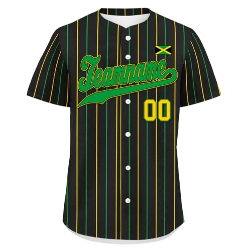 Camiseta de béisbol personalizada Jamaica para hombres, mujeres y jóvenes, transpirable, con botones, camisa de softball suave miniatura 5