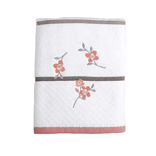 SKL Home Coral Garden Embroidered Bath Towel #TOP12