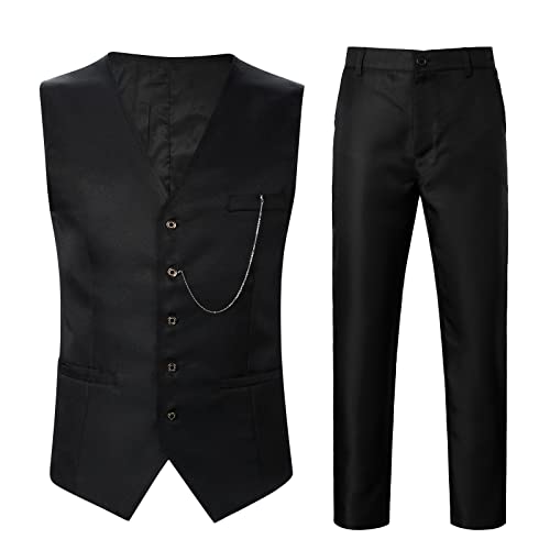 Veste fine sans manches homme ensemble formel 2 pièces avec cordon en V