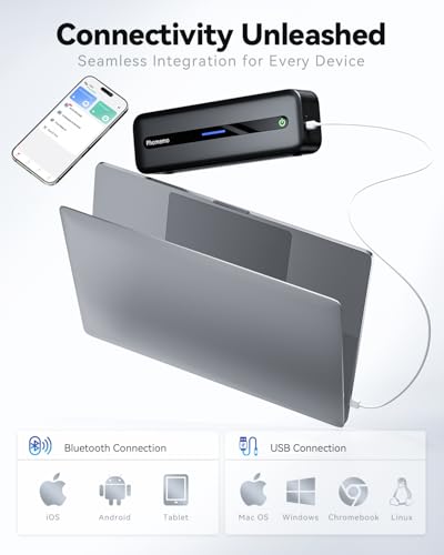 Phomemo Portable Printers Wireless for Travel, M832 Inkless Thermal Printer Support 8.5" X 11" & Multi Sizes, Bluetooth Mobile Printer for Home Office Car, Compatible with iPhone Android Laptop