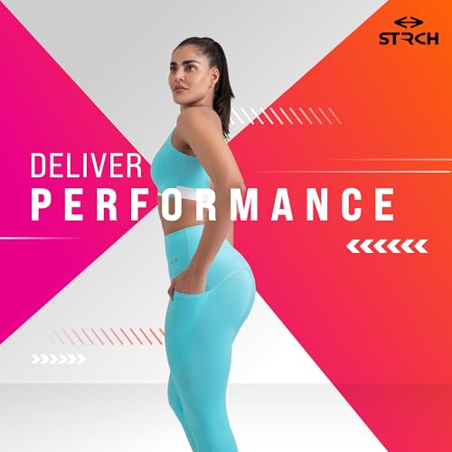 Image of STRCH Nylon High Waist No-Roll Leggings for Women- Secure fit, Leggings for Gym, Yoga, Running, Super Stretch, Sweat-Wicking, Lightweight, Breathable, Wrinkle Free, No-roll Waist Band.