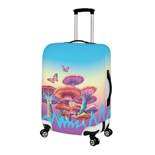 Mushrooms And Butterflies Luggage Protector Set Travel Luggage Cover Protector Stretchy Washable Suitcase Cover With Zippers for 18-32 Inch Luggage Protector for Suitcase Suitcase Cover-XL2