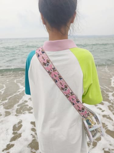 Image of Flower Purse Strap Replacement Embroidery Crossbody Shoulder Strap for Handbag Canvas Purse Extender Accessories