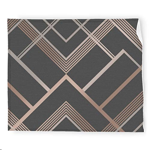 Otis Geometric Charcoal Flannel Blanket Bedding Throw Blanket Soft Warm Cozy Colorful Decorative Blanket for Couch, Sofa 50