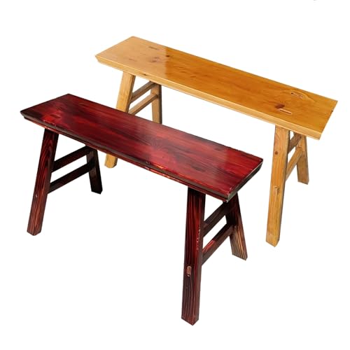 Zapatero rústico de madera maciza para entrada, dormitorio, reposapiés, taburete bajo, 98/118/150 cm, color rojo/amarilloSlish corredor de piel que ahorra espacio