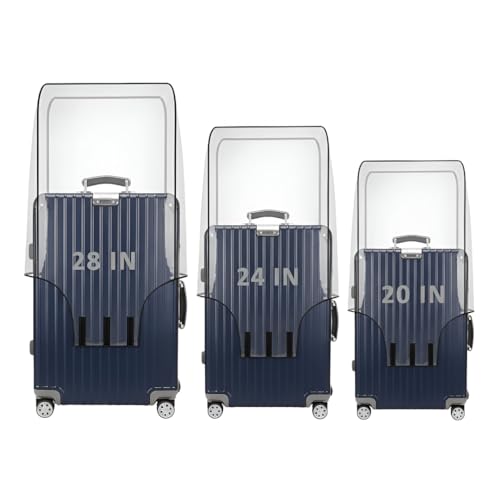 Image of Trolley Bag Cover Suitcase Waterproof Dustproof Luggage Cover Zippered Clear PVC Protector Combo Set of 3 (20 Inch, 24 Inch, 28 Inch)