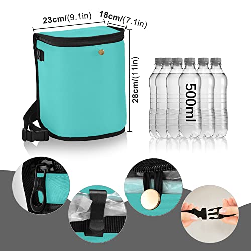 Image of linqin Teal Car Trash Can with Lid Leak Proof Car Trash Bag Polyester Car Garbage Can, Multipurpose Trash Bin Hanging for Minivan SUV Truck