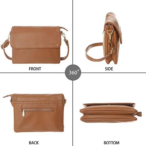 MINICAT INICAT Small Crossbody Purse Built in Wallet Crossbody Bags Pocketbooks for Women(Brown,Large) - Thumbnail 7