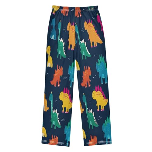 Cute Dinosaurs Blue Pattern Lounge Pajama Pants Soft PJ Bottoms for Sleepwear Ages 6-14 Years2