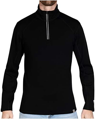MERIWOOL Mens Base Layer 100% Merino Wool Heavyweight 400g Half Zip Sweater for Men