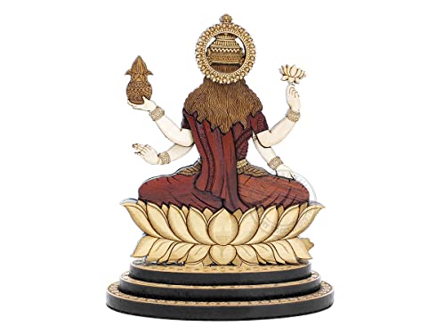 Estatua de Diosa Lakshmi tallada en madera de 4 pulgadas miniatura 4