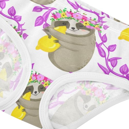 Cute Gray Sloths Flower White Girls Underwear Toddlers 2t Cotton Little Girl Panties Fun Kids Undies Briefs4