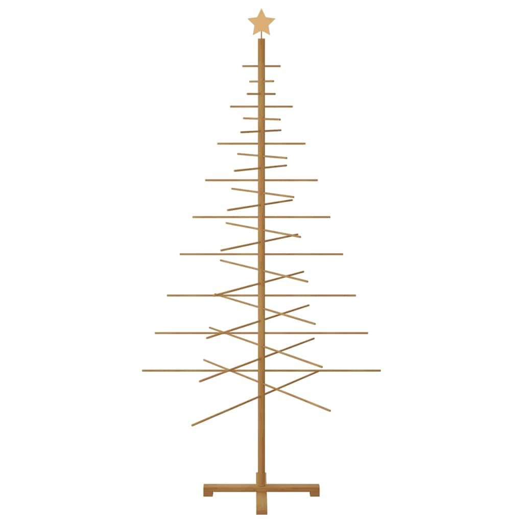 Árbol de Navidad rústico de bambú macizo con soporte de pino de 210 cm, color marrón, diseño natural para interiores y exteriores protegidos, fácil de montar