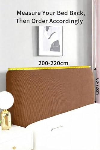 Image of HOMETHREADS Stretchable Lycra /Velvet Headboard Cover | Soft, Dust-Proof & Wrinkle-Resistant Bed Back Protector | Fits Leather, Wooden & Fabric Bedsides (Pink, 205x65Cm)