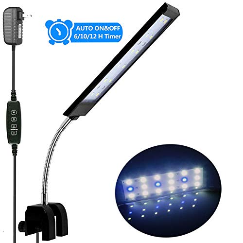 MingDak Fish Tank Clip on Light with Inline Timer, Clamp Aquarium Light