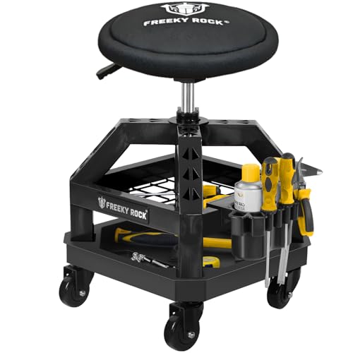 Rolling shop stool with wheels, heavy duty garage mechanic chair
