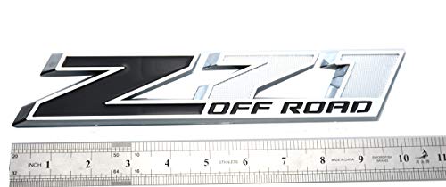 Image of Aimoll 2pcs 10 Inch Big Chrome Z71 Off Emblems Replacement for GMC Chevy Silverado (Chrome Black)