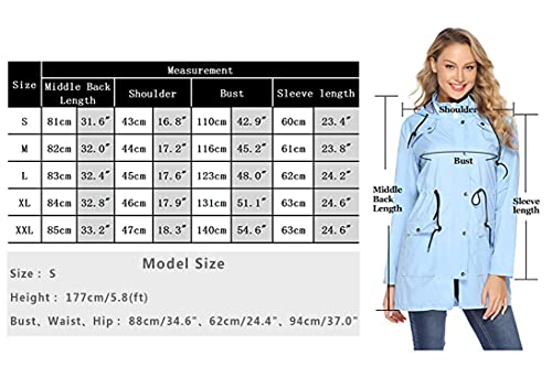 Alebame Women's Long Raincoat Lightweight Rain Jackets Waterproof Drawstring Windbreaker Reusable And Packable Rain Protection For Outdoor Hiking Climbing #TOP5