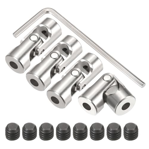 QUARKZMAN 4 Stücke 4mm bis 4mm ID Gelenk Wellenkupplung Motoranschluss Universal Lenkwellen L23XD9 Metall 45° Drehbare Gelenkkupplungen mit Schrauben und Schraubenschlüssel Set für Auto DIY