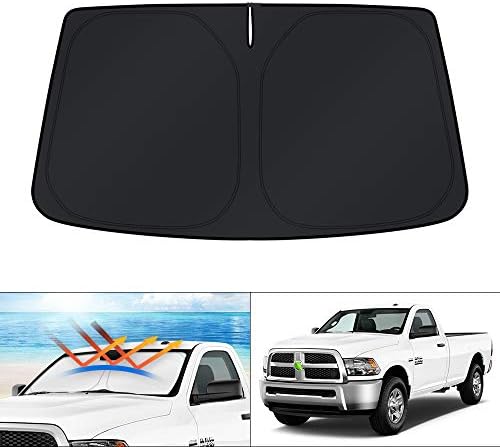 KUST Custom Fit Windshield Sun Shade for 2010-2023 Dodge RAM 2500 3500 Sunshade Foldable Sun Visor Protector Blocks UV Rays Keep Your Car Cooler