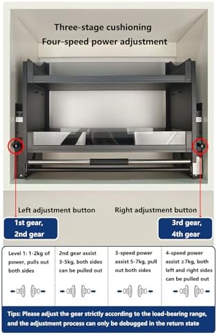 Heavy-Duty 2-Tier Pull Down Shelf Spice Rack, Adjustable Kitchen Cabinet Organizer, Wall Storage Rack for Upper Cabinets, 26.1" x 10.2" x 21.1" - Maximize Space & Convenience