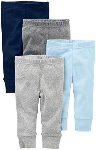 Simple Joys by Carter's Baby Boys' Cotton Pants, Pack of 4, Blue/Grey/White, 18 Months