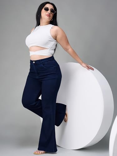 Image of Miss Chase A+ Women's Bootcut High Rise Regular-Length Stretchable Denim Shaping Jeans