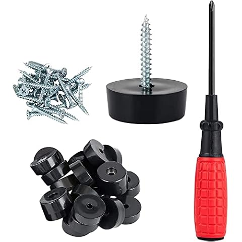20 Pieces Plastic Furniture Gliders, Rubber Feet, VANDESAIL Felt Glides Nail, Furniture Coasters, Sofa Armchair for Screw-On Furniture Gliders with Screws Round Cover