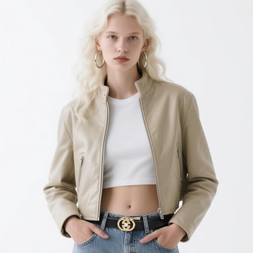 Image of Aurolran Women's Leather Belt with Buckle - Ideal for Dresses, Jeans, and Coats