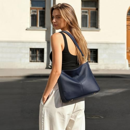 Image of Kattee Leather Purses, Hobo Crossbody Bag with 2 Straps | Soft pebbled leather hobo bag with 2 straps, roomy pockets, everyday style for work, shopping, travel, and outings.