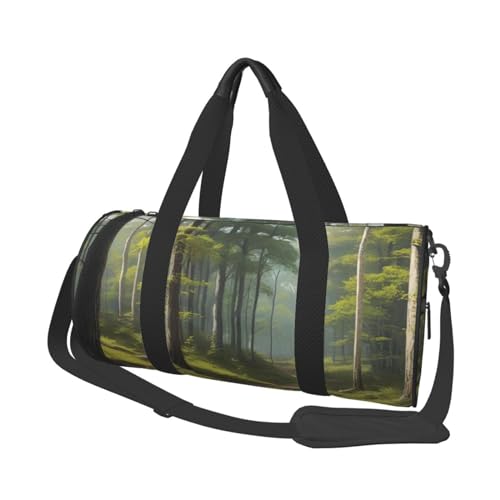 Whispering Woods Printed Travel Bag,Round Personal Item Storage bag,Foldie Duffel Bag for Traveling Vacation,Fitness,Sports