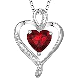 LAVUMO Collares Mujer Amor Colgante de Corazón Plata Plata de Ley 925 Collares Mujer Joyas Regalos para Esposa, Mamá Novia Cumpleaños Navidad Aniversario día San Valentín Regalo(Plata-01-Enero)