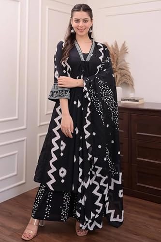 Conjunto de kurta y pantalón de algodón puro con dupatta para mujer 4