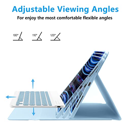 Image of Compatible for iPad Pro 12.9 inch 2022 Case with Keyboard Thin & Light for iPad Case Keyboard for iPad Pro 12.9 inch 6th /5th /4th /3rd (2022-2018) Generation, Bluetooth Detachable Keyboard Blue