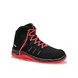 ELTEN Sicherheitsschuhe MADDOX Black-Red Mid S3, Herren, sportlich, leicht, schwarz/rot, Stahlkappe, Halbstiefel - Größe 47