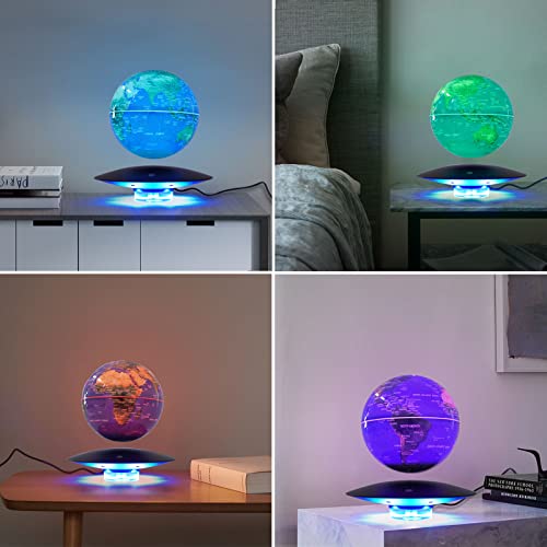 Floating Globe Lamp,6" World Geographic Globes Anti Gravity 360 Rotating World Map With Led Light Magnetic Levitating Globe Home Office Desk Decor Creative Birthday Gifts #TOP1