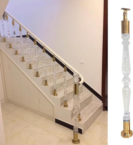 Tiges d'escalier en acrylique transparent et grand poteau de rampe en cristal