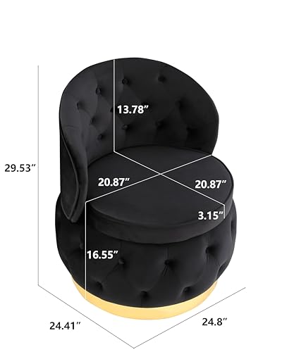 Sillón redondo con almacenamiento y tapizado negro miniatura 3