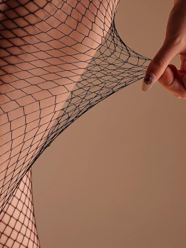 Image of Phedrew Women's Plus Size Fishnet Stockings 3 Pairs High Waist Stretchy Footless Tights