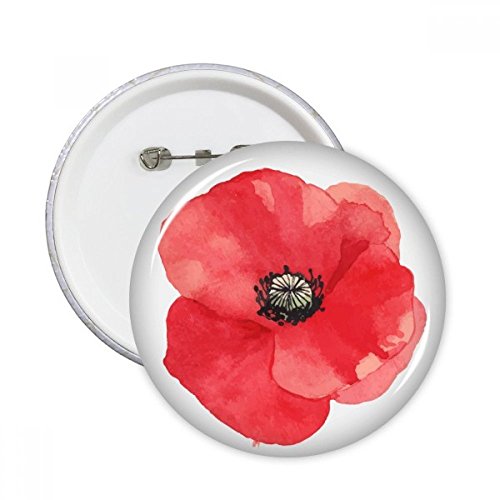 Personnaliser vêtement triste badge rond pavot rouge aquarelle 5pcs
