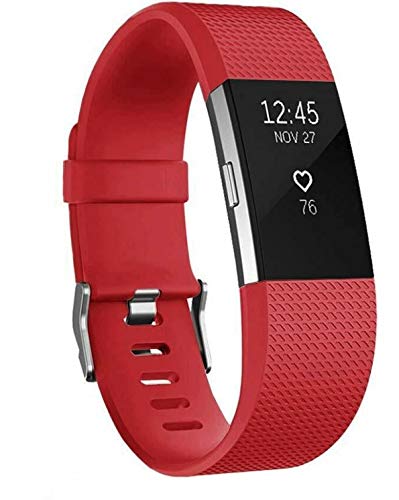 Strap Compatible with Fitbit Charge 2, Replacement Sport Band for Men Women, Classic Adjustable Soft Silicone Wristband