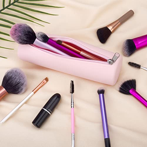 Lyroo Makeup Brush Holder Silicone Brush Holder Pink Travel Makeup Bag Trendy And Portable Cosmetic Brush Bag Travel Toiletry Bag For Women Girls Makeup Organizer Vacation Essentials #TOP1