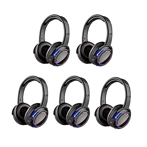 Image of AYVVPII Professional Silent Disco LED Wireless Headphones and RF LED Silent Disco Earphones for iPod MP3 DJ Music Pary Club (20 led Headphone + 1 Transmitter)
