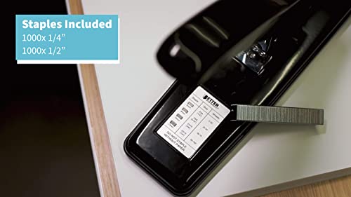 Image of Better Office Products Heavy Duty Commercial Stapler with 2,000 Staples, Black Polished Steel, 100 Sheet High Capacity, Rounded Ergonomic Lever & Weighted Stability Base, Jam Free Large Stapler,